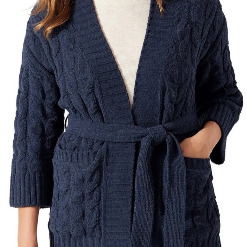 Tommy Bahama Navy Belted Cardigan